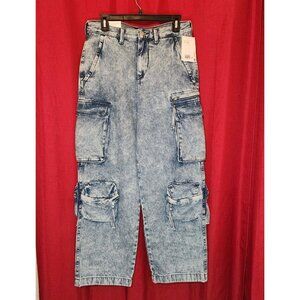 H & M Women's Pants Cargo Loose Fit Blue Size 29/30